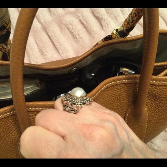 925 Sterling Silver 14 kt Gold Pearl Ring size 6 - Picture 4 of 9